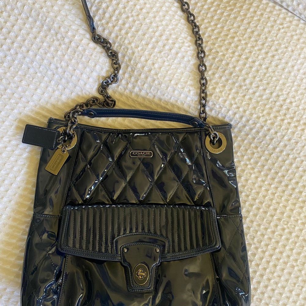 Coach Dark Blue Gloss Quilted Women's Bag